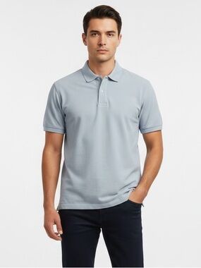 George Light Blue Short-Sleeve Henley